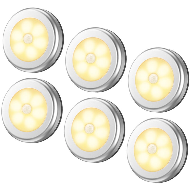 AMIR Upgraded 3.15â€ Motion Sensor Light, Cordless Battery-Powered LED Night Light, Stick on Closet Lights Stair Lights, Puck Lights for Hallway, Bathroom, Bedroom, Kitchen (Warm White - Pack of 6) - Image 1